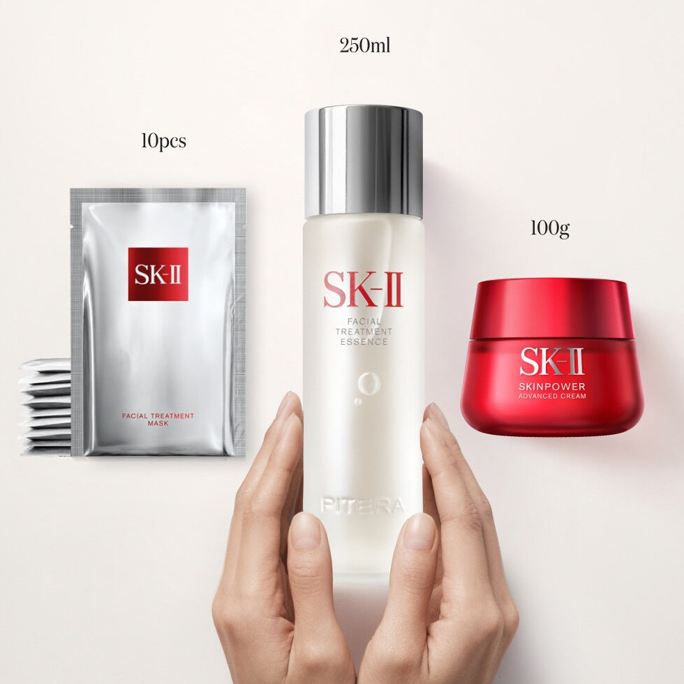 Pwr Essentials SK-II SK2 Power Essentials Set Essence 250ml + Cream 100g + Mask 10pcs ...