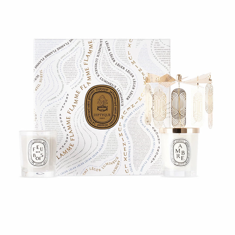 Holiday Carousel With Ambre/Feu de Bois Candle Set