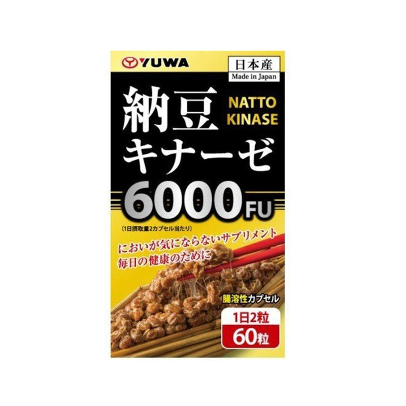 YUWA Japan Natto Kinase 6000FU / No Red Yeast 60 Tablets For 30 Days
